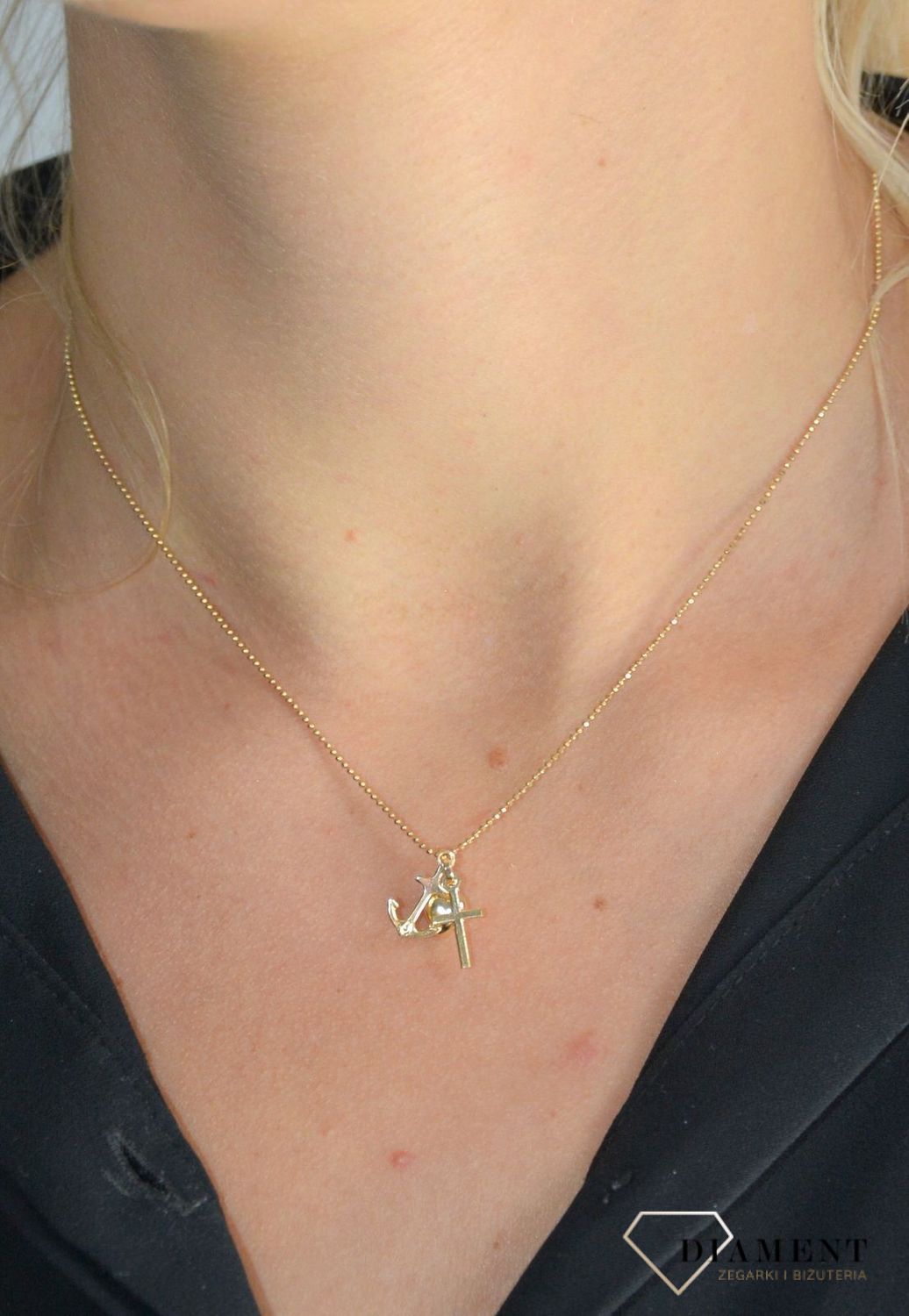 Złoty łańcuszek 585 splot kulkowy 1 mm DIA-LAN-1089-585 1mm.jpg